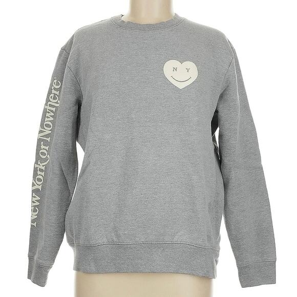 NYON New York or Nowhere Sweatshirt Crew Crewneck Gray Heart Spellout Graphic - Picture 1 of 8